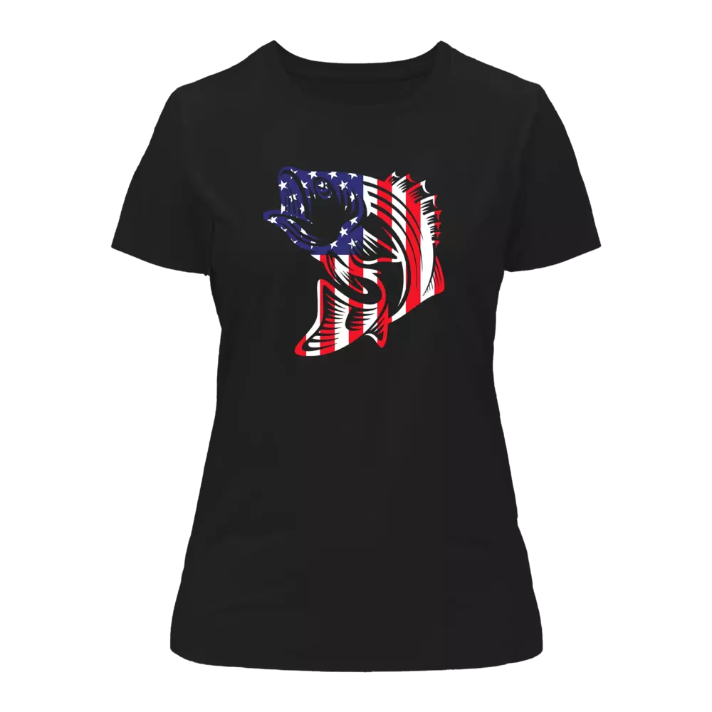 American Flag Fish T-Shirt for Women