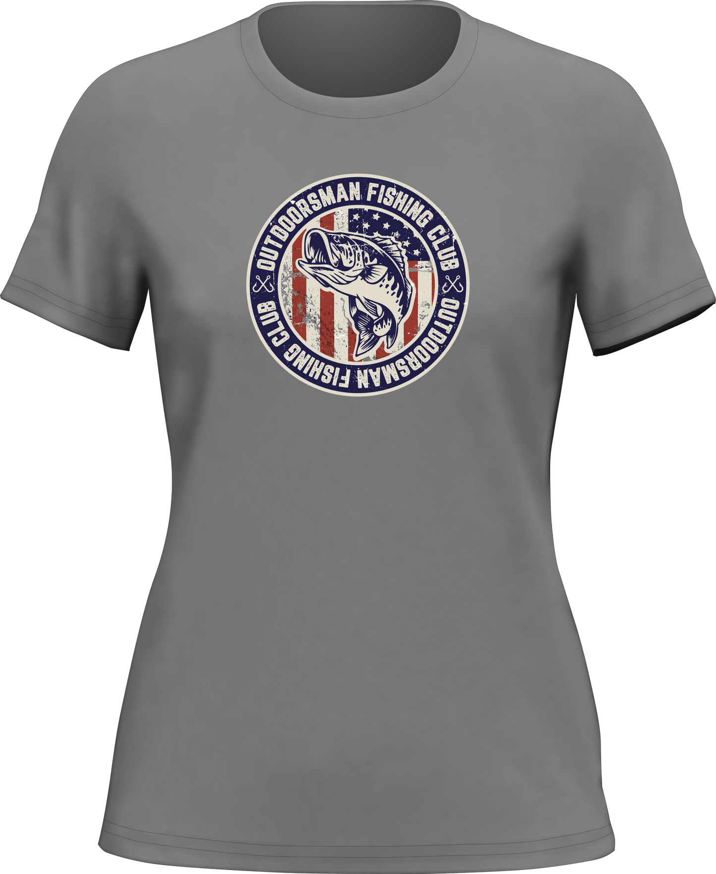 Outdoorsman Fishing Club Patriotic T-Shirt for Women