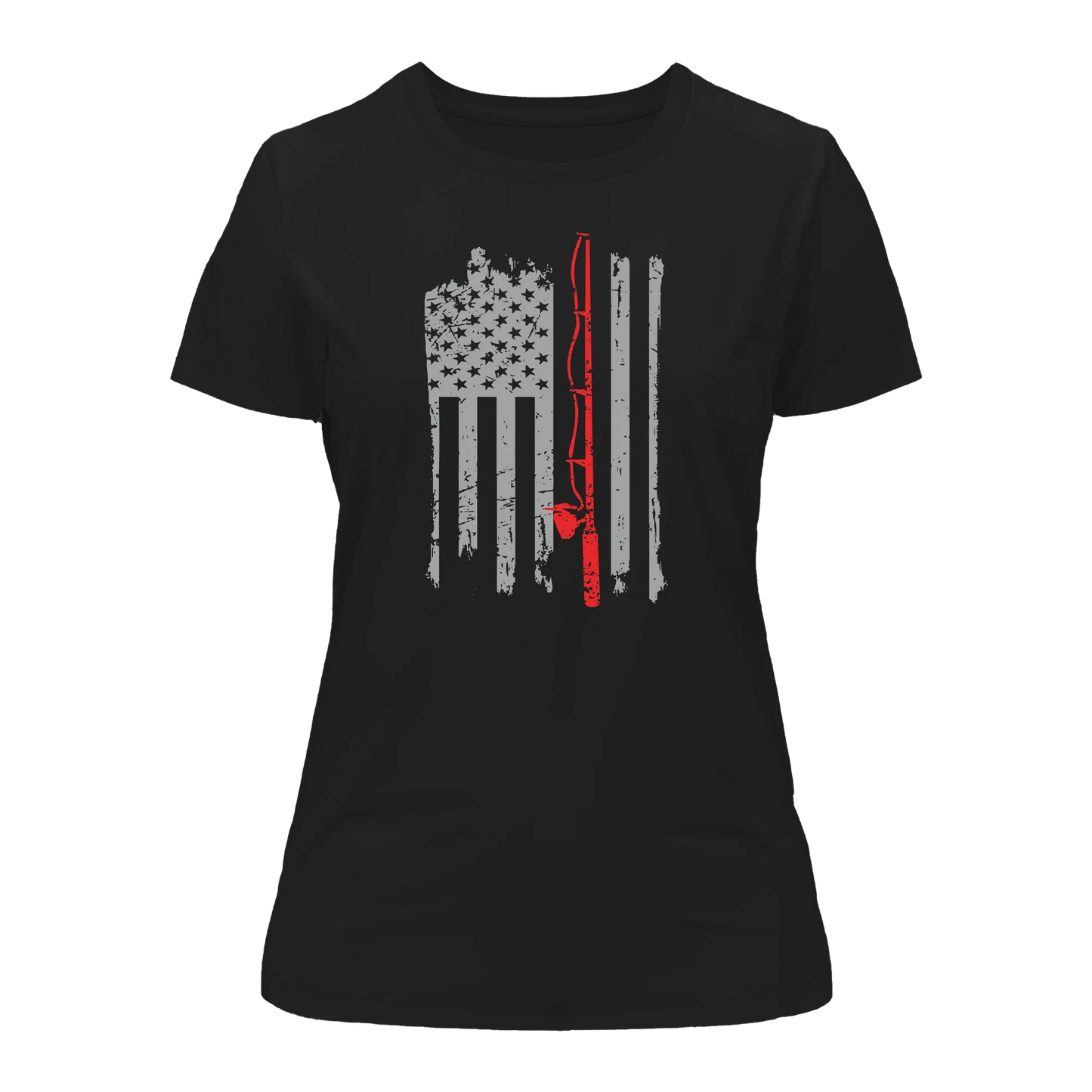 Fishing Rod American Flag T-Shirt for Women